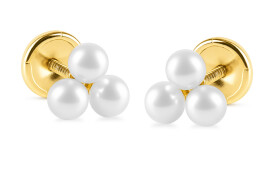 Brilio Nežné zlaté náušnice s pravými perlami 14/146.451/17P
