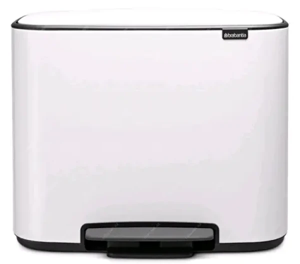 Brabantia Bo Pedálový odpadkový kôš na triedený odpad 11 + 23 L biela / 54 x 44 x 36.3 cm (121142)