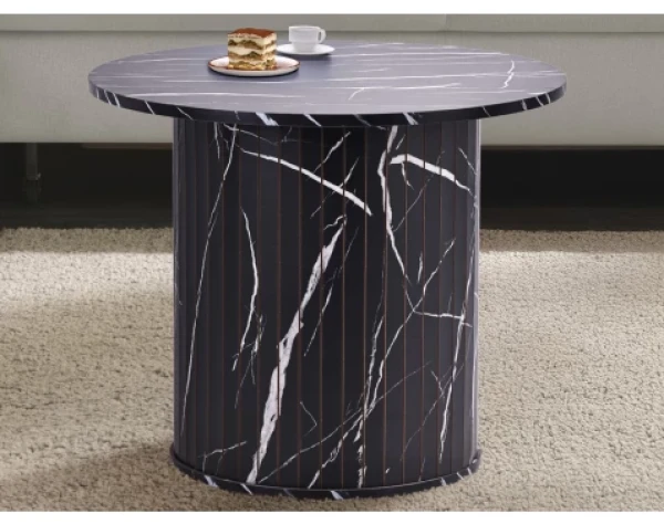Okrúhly konferenčný stolík Treviso, 60 cm, čierny mramor%