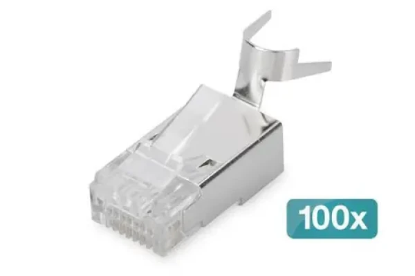Digitus RJ45 konektor Cat6a tienený, pre okrúhly kábel / Modulárny konektor / 8P8C / 100 ks / pozlátené kontakty (AK-219604-100)