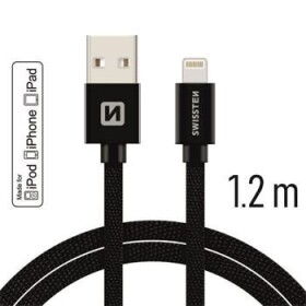 SWISSTEN TEXTILE dátový kábel USB - Lightning MFi 1.2m čierna (71524201)