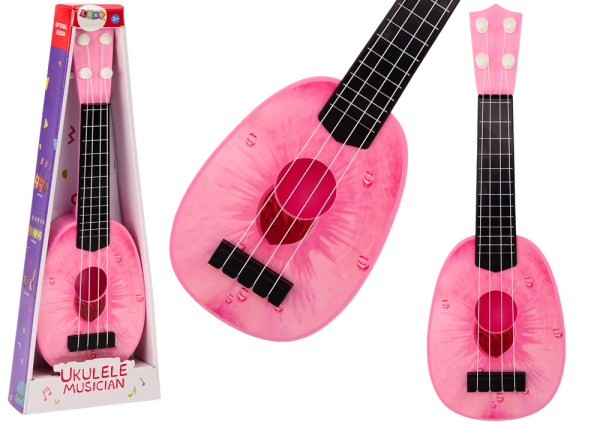 Mamido Ukulele pre deti Mini gitara 4 struny s motívom broskyne ružová 15″