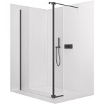 CERANO - Prídavný otočný panel k sprchovej zástene Onyx - 8 mm - čierna matná, transparentné sklo - 40x200 CER-537355