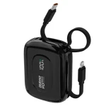 Dudao K32 10000mAh čierna / Powerbanka / so vstavaným káblom / USB-C / Lightning / 22.5W