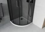MEXEN/S - Rio sprchovací kút štvrťkruh 80x80, grafit, čierna + biela vanička so sifónom 863-080-080-70-40-4110B