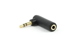 Gembird audio adaptér jack 3.5mm (M) na jack 3.5mm (F) / pravý uhol / čierna (A-3.5M-3.5FL)