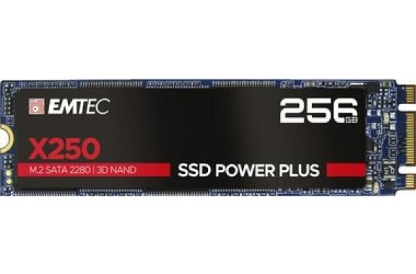 EMTEC Power Plus X250 256GB / M.2 / SATA III / 3D TLC / R: 520MBps / W: 500MBps / MTBF 2mh / 3y (ECSSD256GX250)