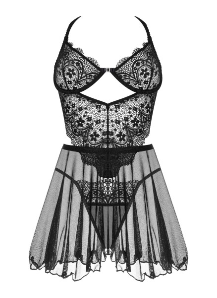 Dámska erotická košieľka Dark Mirage chemise - BEAUTY NIGHT FASHION černá S/M