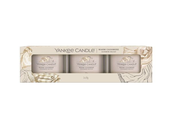 Yankee Candle 3x votívna sviečka v skle Warm Cashmere