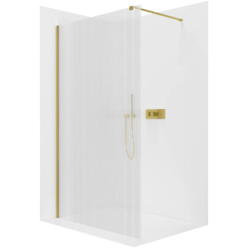 CERANO - Sprchová zástena Walk-in Onyx Cube Ľ/P - 8 mm - hranatá vzpera - zlatá, ryhované sklo - 90x200 CER-8050BD603
