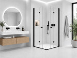 CERANO - Sprchovací kút Volpe Duo Ľ/P - 6 mm - čierna matná, transparentné sklo - 70x120x190 - zalamovacia CER-521059