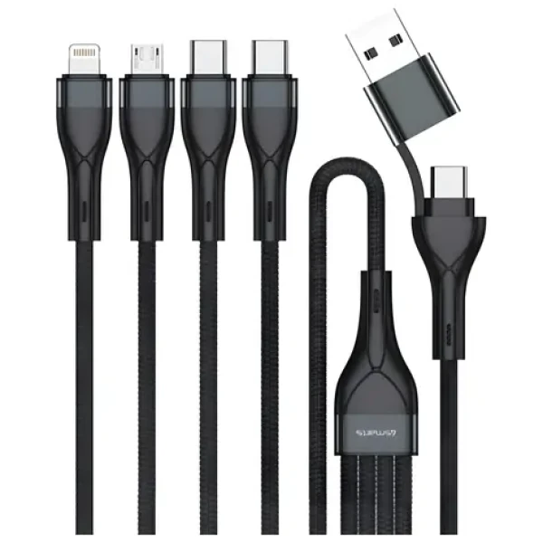 4smarts Nabíjací kábel 4v1 čierna / USB kábel / USB-A + USB-C - Lightning + microUSB + USB-C / 1,2 m (541023)