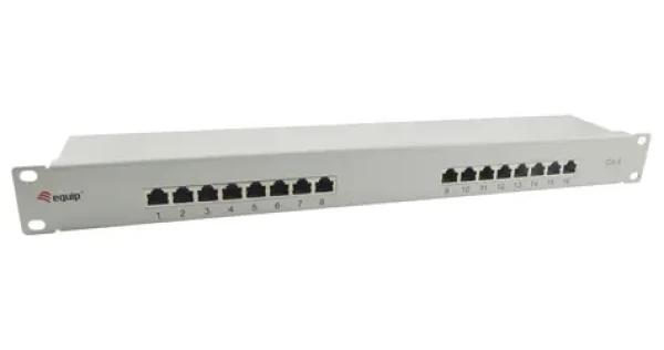 Equip Patchpanel 16xRJ45 Cat6 šedá (326317) / Patch panel / FTP / 1U / 250 MHz (326317)