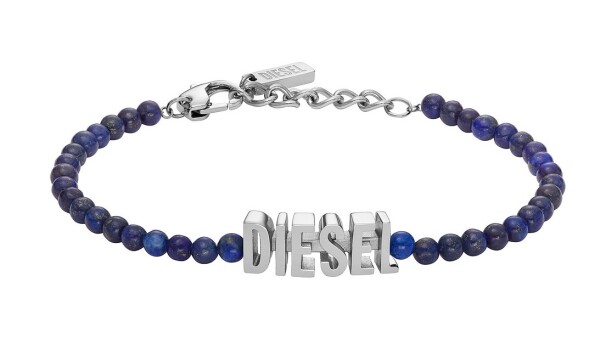 Diesel Korálkový unisex náramok s modrým achátom DX1544040