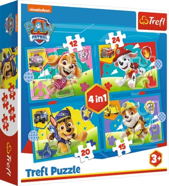 Trefl Puzzle Tlapková patrola: Bežiace šteňatá 4v1