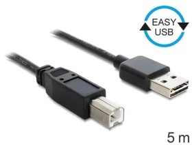 DeLock Easy-USB čierna / Kábel USB-A (M) - USB-B (M) / 5 m / USB 2.0 (85553)