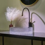 REA - Umývadlo na dosku Cristal Transparent 39 Gold brush Ring REA-U8881