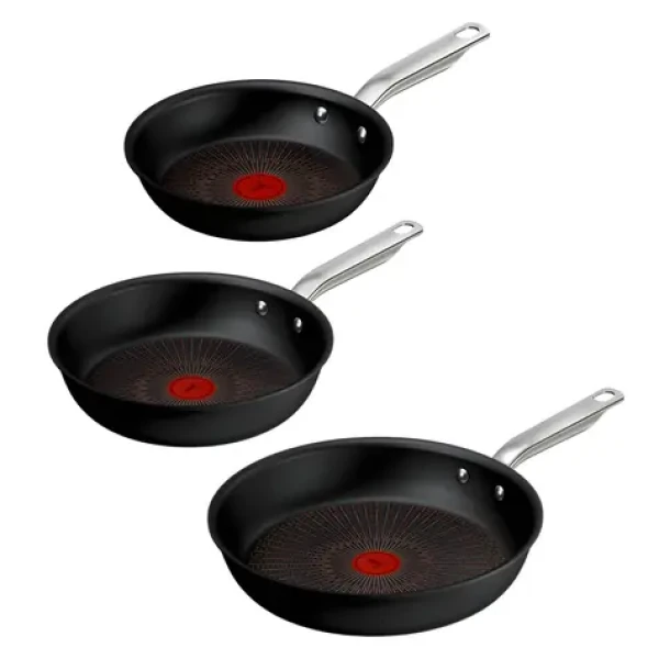 TEFAL Experience čierna / Sada panvíc / 3 ks / O 28, 24, 20 cm / hliník / vhodné na indukciu (G33491)