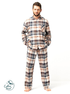 Pánske pyžamo Key MNS 443 B25 dĺžka/r M-2XL so zipsom Hnědá M