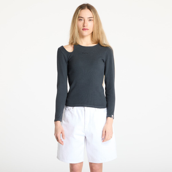 Tričko A BATHING APE Pigment Dyed Cut Out Rib L/S Tee Black M