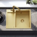 REA REA - Oceľový drez Paul BRUSH GOLD s kuchynskou batériou KPL-96010