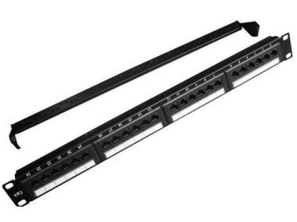 Gembird NPP-C624CM-001 / patch panel 19 / 24 port 1U cat.6e / so zadnou organizáciou káblov / čierny (NPP-C624CM-001)