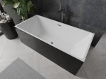 MEXEN/S - Nita voľne stojaca vaňa 170 x 80, biela/čierna, sifón a prepad kartáčovaný grafit 52091708075-66