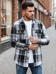 Pánska čierno-biela kockovaná flanelová košeľa FashionStreet DX2675 XL