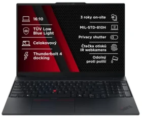 Lenovo ThinkPad E16 Gen 3 čierna / 16" / Intel Core Ultra 5 225U 1.5GHz / 16GB / 512GB SSD / Intel Graphics / W11P (21SR004NCK)