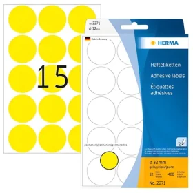 Herma Etikety okrúhle žlté / 32 mm / papier / 480 ks (2271)