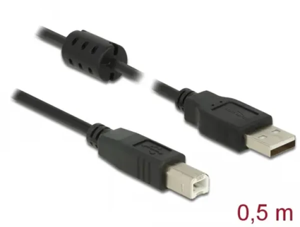 Delock Kábel USB 2.0 A (M) - USB 2.0 B (M) 0.5m čierna (84894)