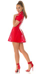 Sexy Koucla Latex Look shortsleeve Skater-Dress red S