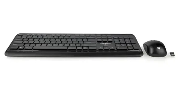 Nedis Bezdrôtová sada klávesnice a myši US layout / Sada klávesnice a myši / USB prijímač / 800-1600 DPI (KBMCW100BKUS)