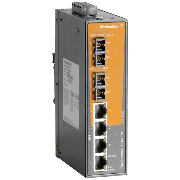 Weidmüller IE-SW-EL06-4POE-2SC priemyselný ethernetový switch 100 MBit/s funkcia PoE; 2682390000