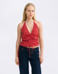 Thinking MU Red Hiba Seersucker Top RED XS
