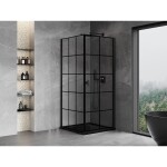 MEXEN/S - Mist-B sprchovací kút dvere krídlové pravá 80 x 80, čierna kratka, čierna 8A2T-080-080-70-77-P