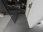 MEXEN/S - Kioto Sprchová zástena WALK-IN 100 x 90, čierny vzor, zlatá kartáčovaná 800-100-212-55-70-090