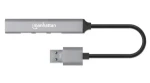 Manhattan USB Hub sivá / USB hub / 4X USB-A / USB 3.2 Gen 1 5 Gbit/s / Bus Power (168427)