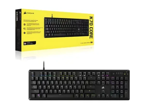 Corsair K70 Core RGB čierna / Herná klávesnica / mechanická / RGB / USB / NA Layout (CH-910971E-NA)