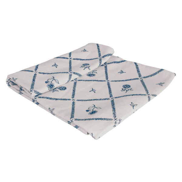 Strömshaga Bavlněný oběhoun na stůl Lovisa Blue / White 140 × 50 cm