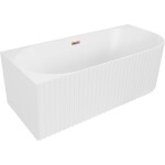 MEXEN/S - Gia voľne stojaca rohová vaňa reliéf ľavá 170 x 80, biela mat, sifón a prepad ružové zlato 52701708001L-60