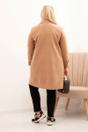 Dámsky elegantný kabát Plus Size s golierom a veľkými vreckami Camel UNI