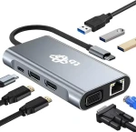TB Touch USB-C húb 8v1 sivá / USB-C húb / 2x HDMI / 3x USB-A / VGA / RJ45 / PD (AKTBXVA8W1UHVRJ)