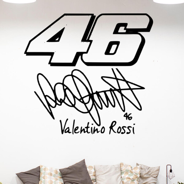 Veselá Stena Samolepka Valentino Rossi 46 Farba: černá, Veľkosť: 100 x 93 cm