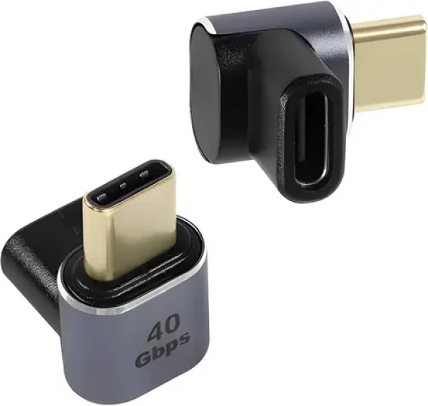 PremiumCord Adaptér USB-C samica - USB-C samec 90 ° hliníkový / Adaptér / USB4 / 40 Gbps / 100 W (kur31-38)