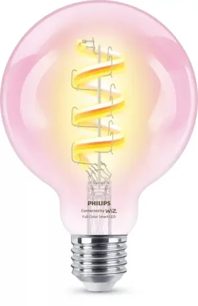 WiZ LED žiarovka G95 číra / Múdra žiarovka / E27 / 2200-6500K / 470 lm / RGB / stmievateľná (SKL000481807)