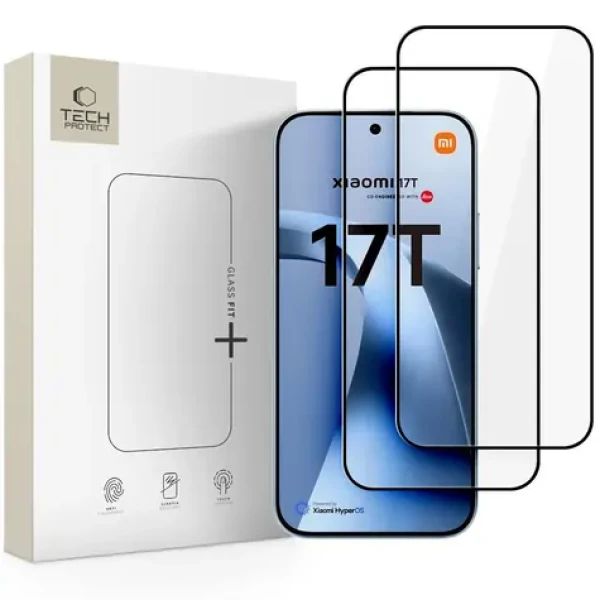 Tech-Protect Glass Fit+ čierna / Tvrdené sklo / XIAOMI 17T / 2 ks (5906302323456)