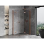 MEXEN/S - Mist-F Duo sprchovací kút skladacie dvere pravá 75 x 95, transparent, meď kartáčovaná 8A6-075L-095P-65-00