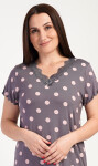 Dámska nočná košeľa s krátkym rukávom Polka dot hnědá 1XL