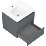 MEXEN/S - Rivel kúpeľňová skrinka 50 cm s umývadlom Vela, 2 zásuvky, reliéf, grafit mat/biela mat 91A20-05047-2-BFF66-W23M01